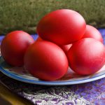 Easter eggs dyed red