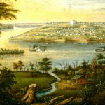 Painting of historic Nauvoo from across the river