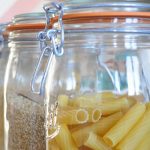Grain and pasta food storage in glass jars