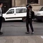 Missionary dance-off with street performer