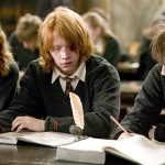 Harry Potter studying with friends
