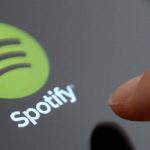 Spotify on handheld tablet