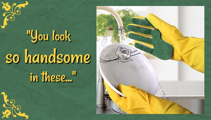 COJOY Cleaning Glove via Amazon.com with text "You look so handsome in these..."