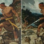 Side by side images of Ammon painting