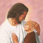 Christ holding cancer patient