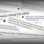 Comments from social media about the Church's name correction.