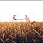 two men in wheat field Mormon