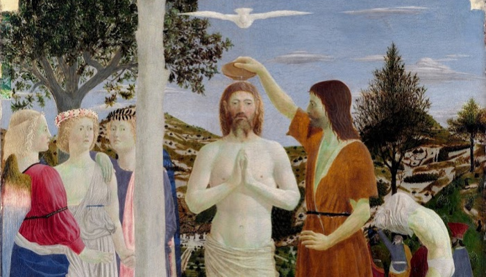 Painting of the baptism of Christ.