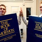 people dressed as the book of mormon and the bible